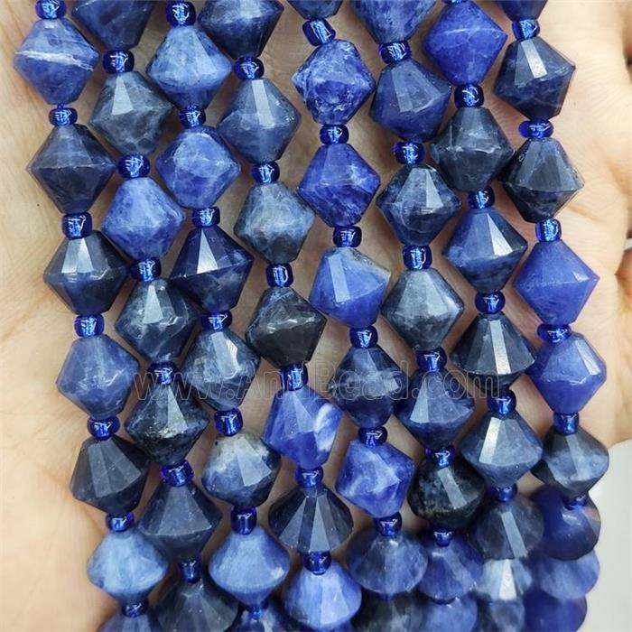 Natural Blue Sodalite Beads Bicone
