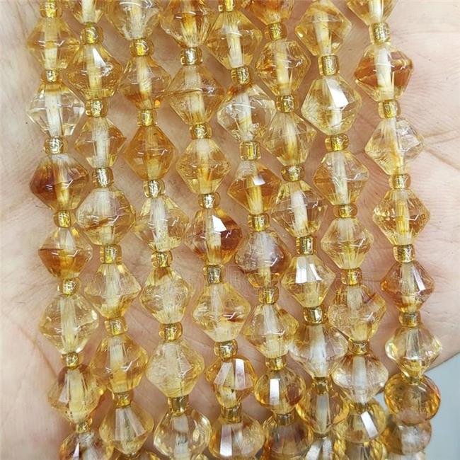 Natural Citrine Bicone Beads Yellow