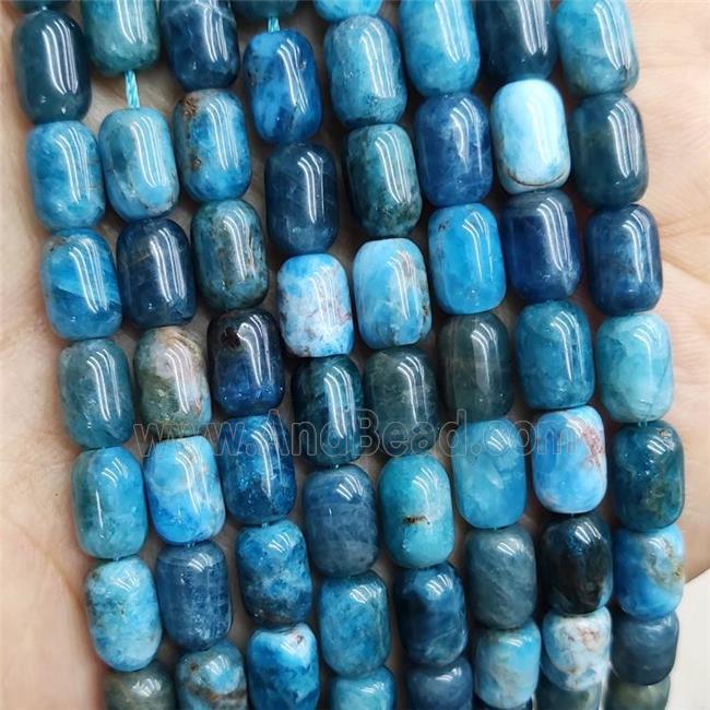 Natural Blue Apatite Barrel Beads