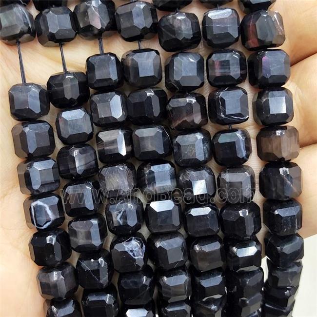 Black Tiger Eye Stone Beads Faceted Cube