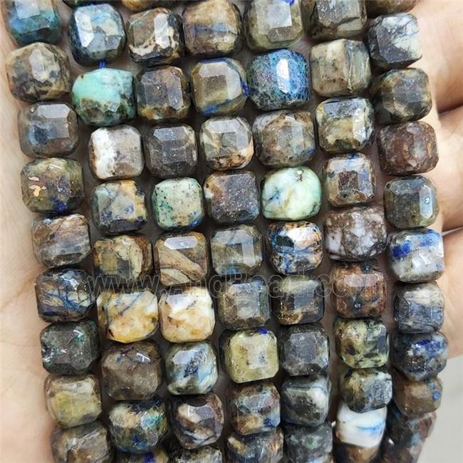 Natural Azurite Beads Faceted Cube B-Grade