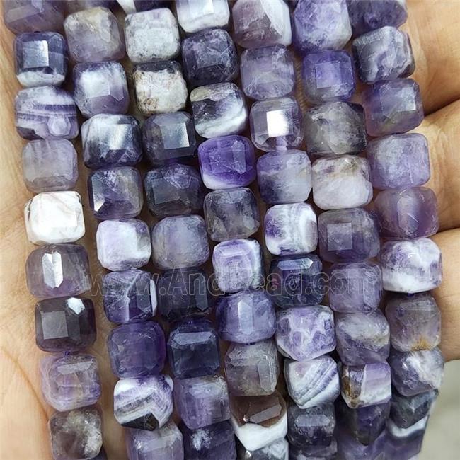 Natural Dogtooth Amethyst Beads Purple Faceted Cube