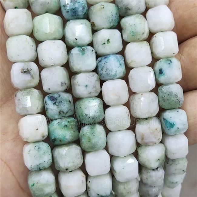 Natural Chrysocolla Beads Green Faceted Cube