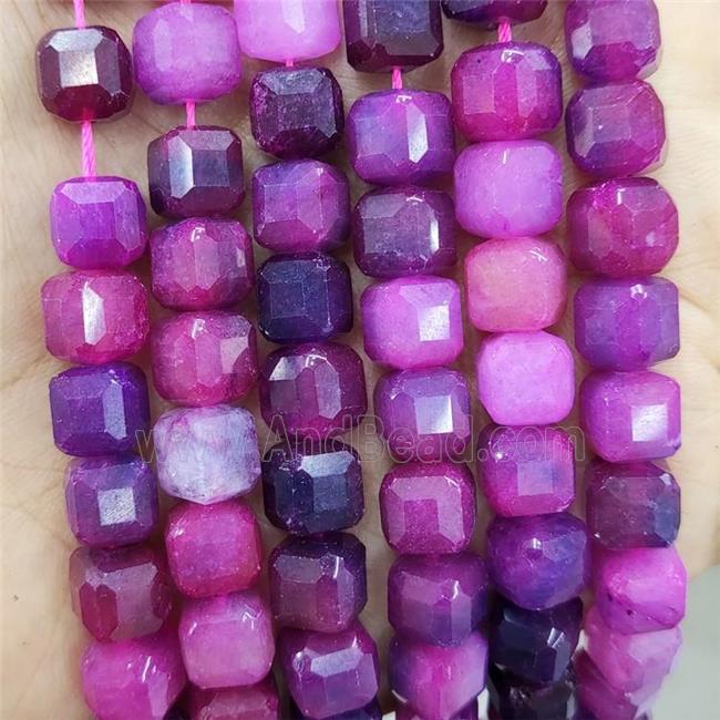Fuchsia Jade Beads Dye Faceted Cube