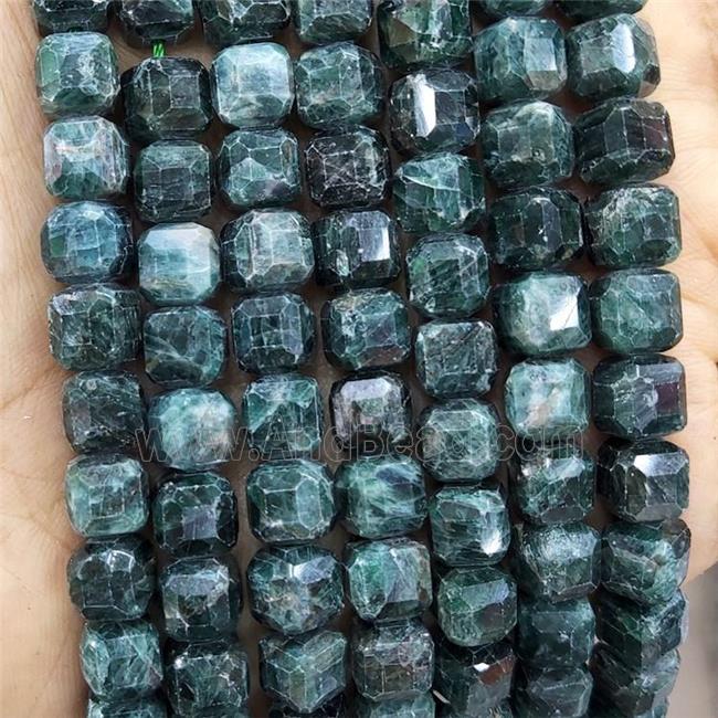 Natural Green Apatite Beads Faceted Cube