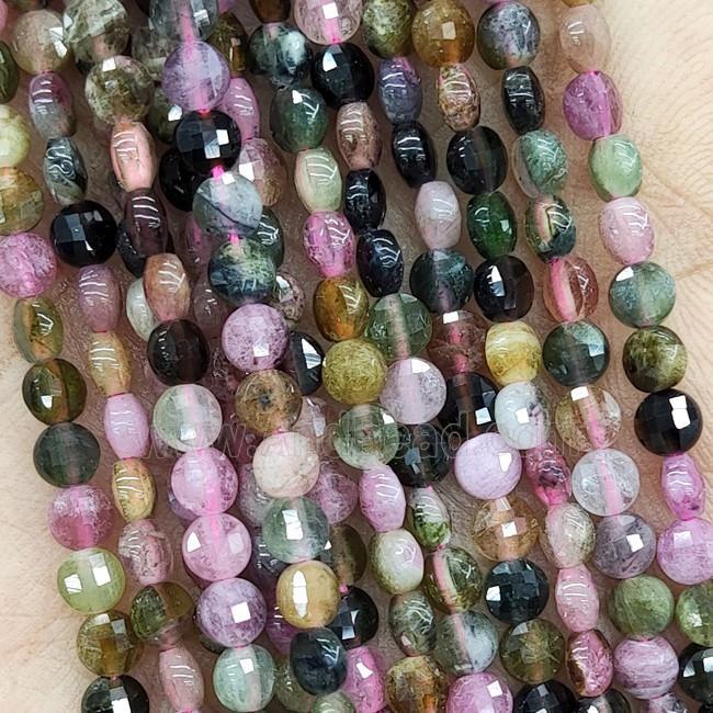 Natural Tourmaline Beads Multicolor Faceted Circle
