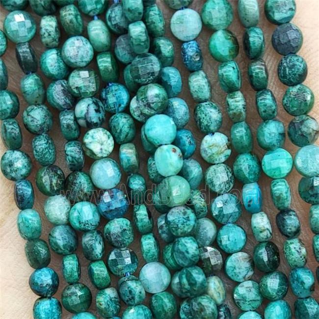 Natural Chrysocolla Beads Green Faceted Circle