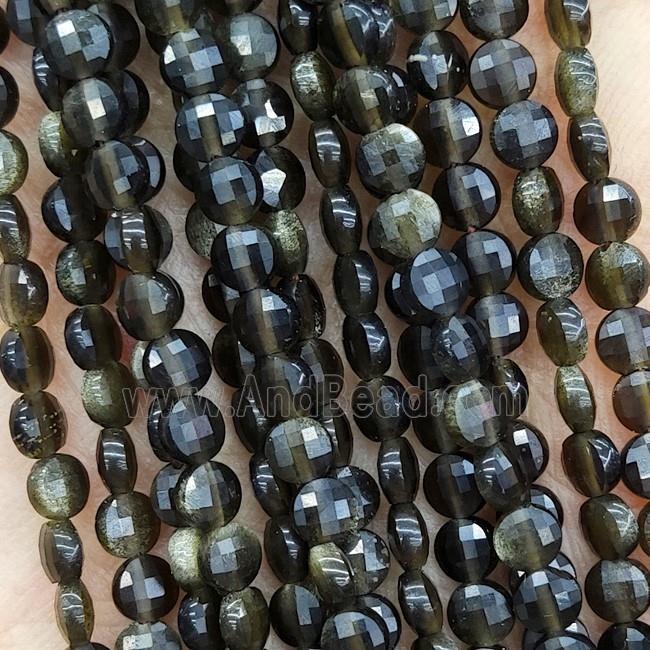 Natural Obsidian Beads Faceted Circle