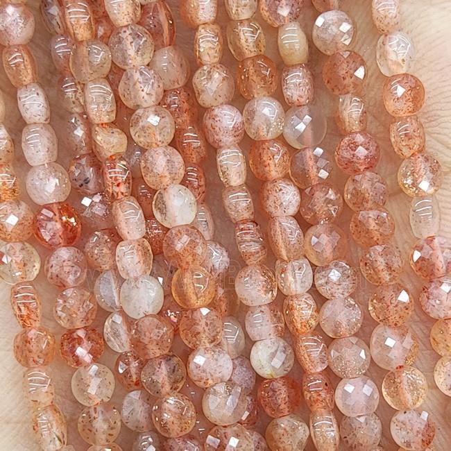 Natural Peach Sunstone Beads Goldspot Faceted Circle