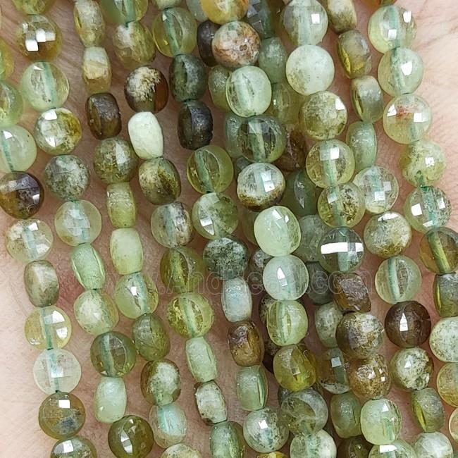 Natural Green Garnet Beads Faceted Circle