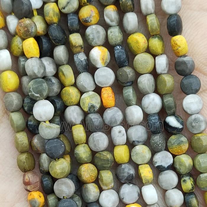 Natural Bumblebee Jasper Beads Faceted Circle