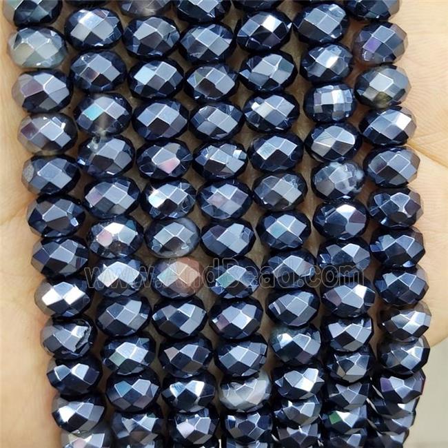 Natural Agate Beads Faceted Rondelle Electroplated
