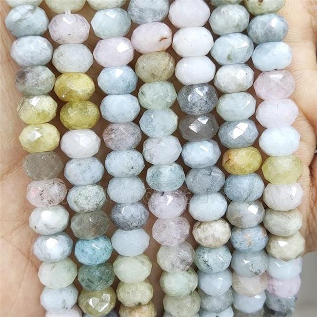 Natural Morganite Beads Multicolor Faceted Rondelle