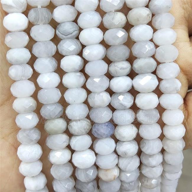 Natural White Crazy Lace Agate Beads Faceted Rondelle
