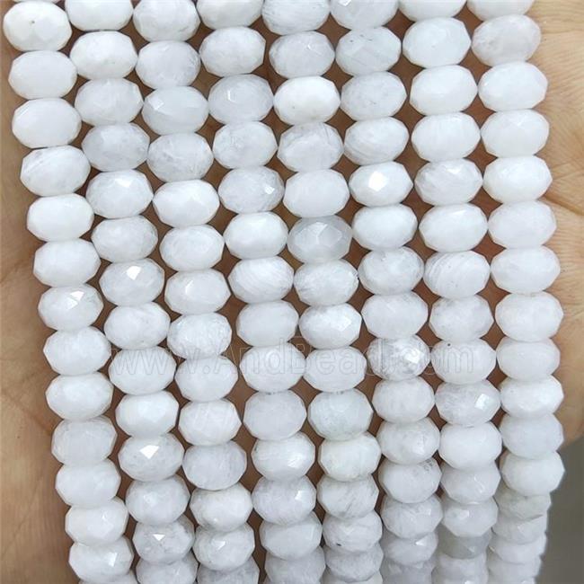 Natural White Moonstone Beads Faceted Rondelle
