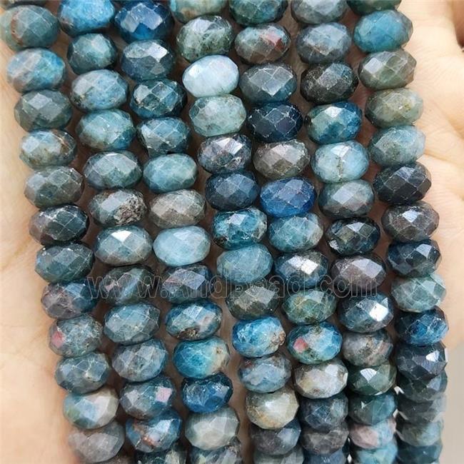 Natural Apatite Beads Blue Faceted Rondelle