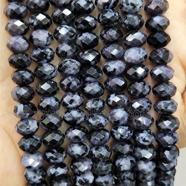 Natural Indigo Gabro Beads Black Faceted Rondelle