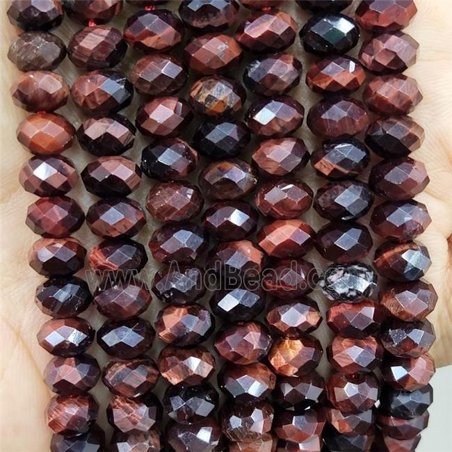 Tiger Eye StoneBeads Red Faceted Rondelle