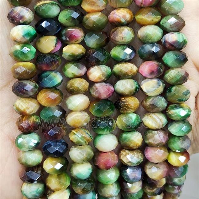 Tiger Eye Stone Beads Multicolor Faceted Rondelle