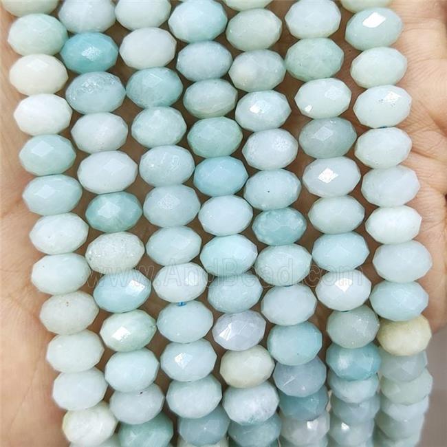 Natural Blue Amazonite Beads Faceted Rondelle