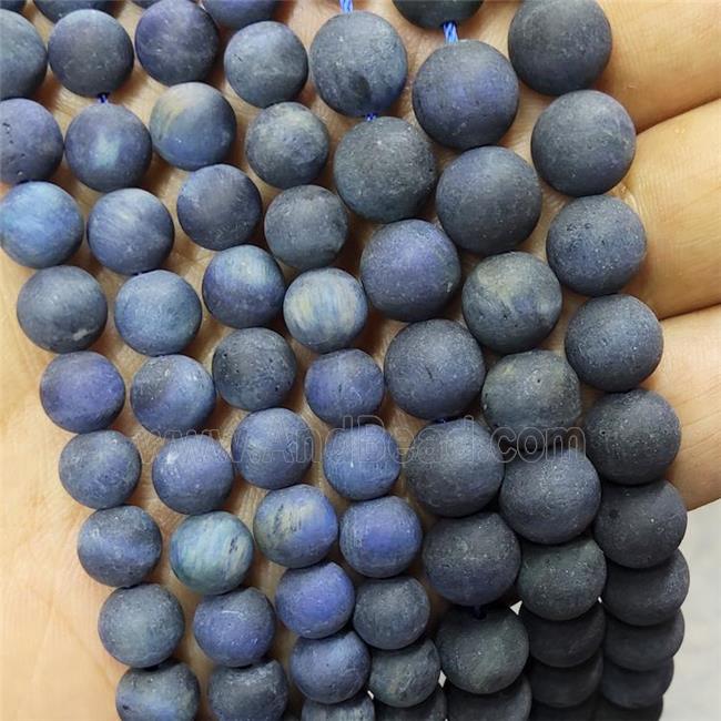 Blue Tiger Eye Stone Beads Matte Round