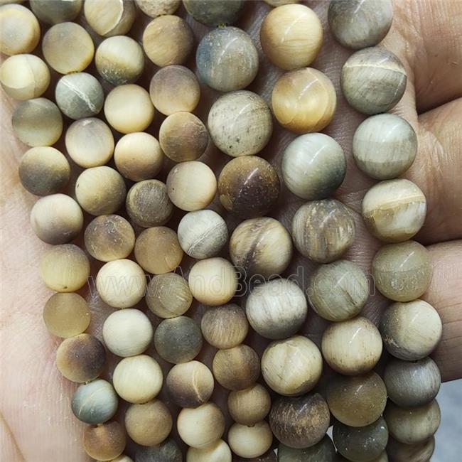 Gold Tiger Eye Stone Beads Matte Round