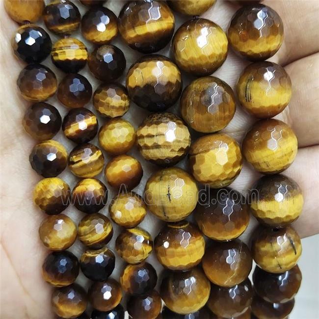 Natural Tiger Eye Stone Beads Faceted Round