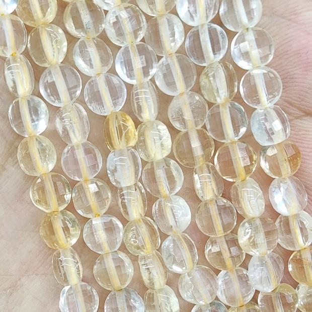 Natural Yellow Citrine Beads Faceted Circle