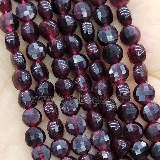 DarkRed Jade Beads Dye Faceted Circle