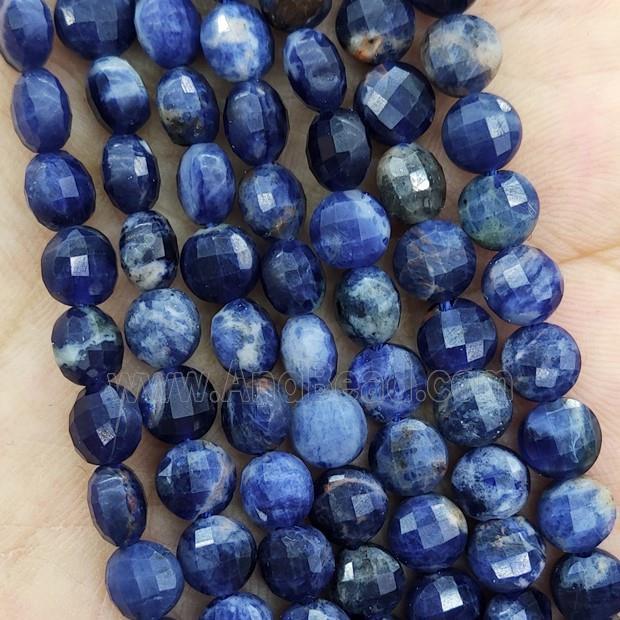 Natural Blue Sodalite Beads Faceted Circle