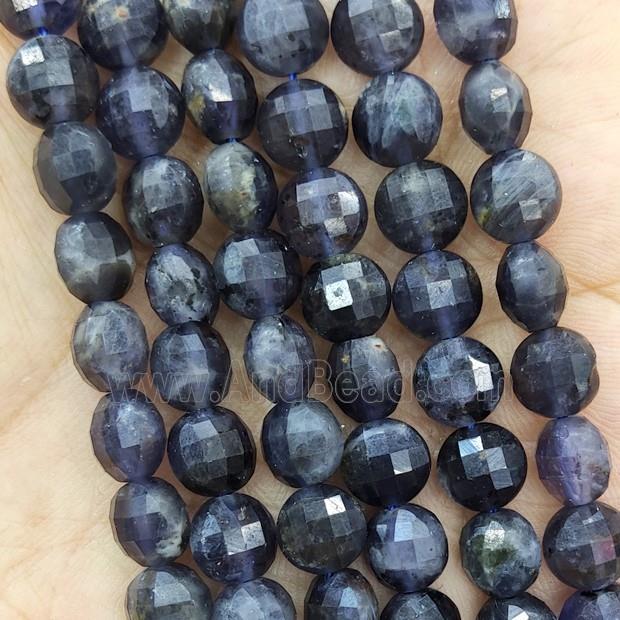 Natural Iolite Beads Blue Faceted Circle
