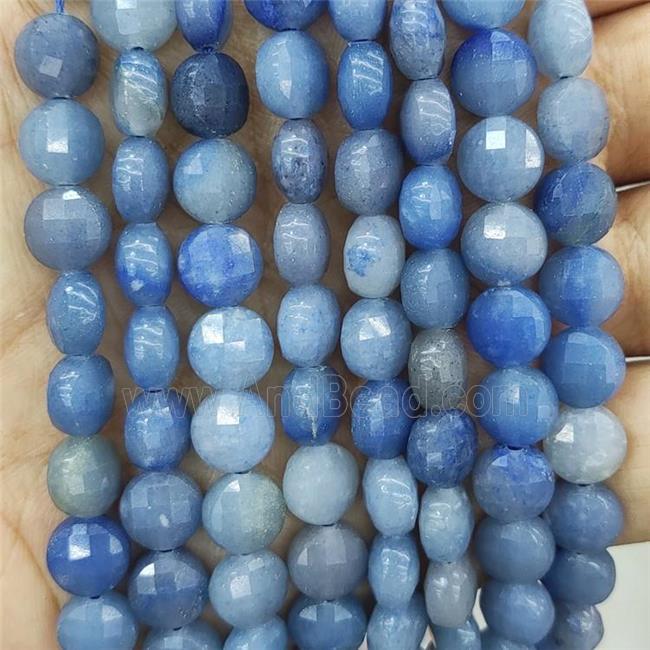 Natural Blue Aventurine Beads Faceted Circle