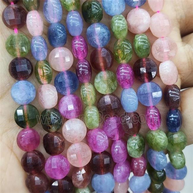 Dye Jade Beads Mixed Color Faceted Circle