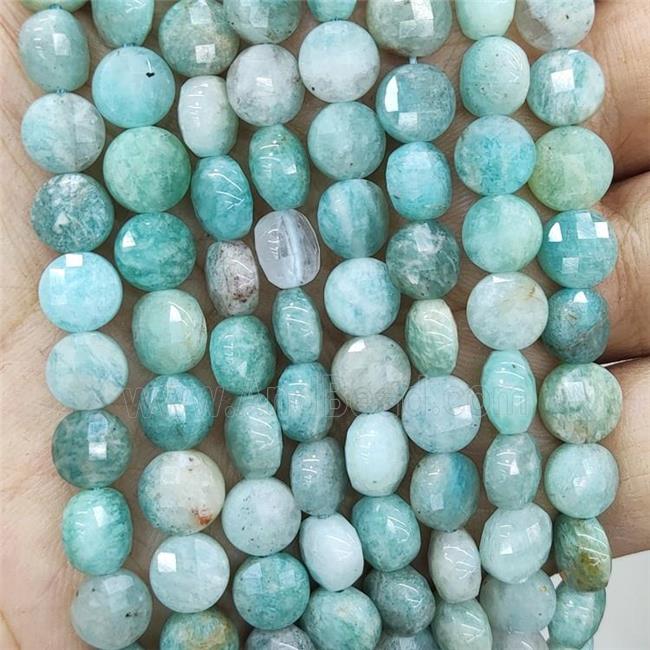 Natural Green Amazonite Beads Faceted Circle