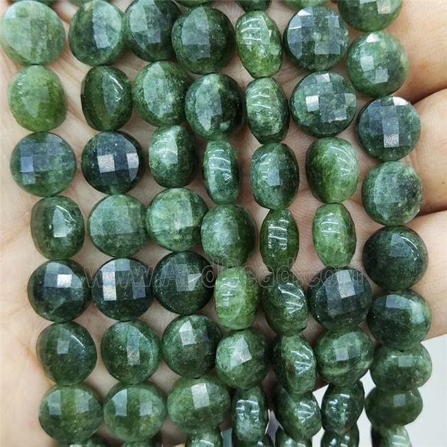 Green Jade Beads Dye Faceted Circle