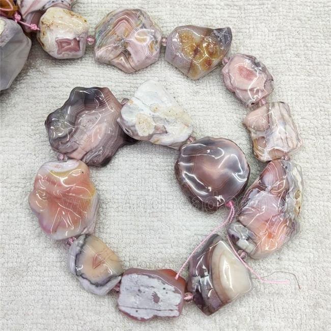 Natural Pink Botswana Agate Nugget Beads Slice Freeform Rough