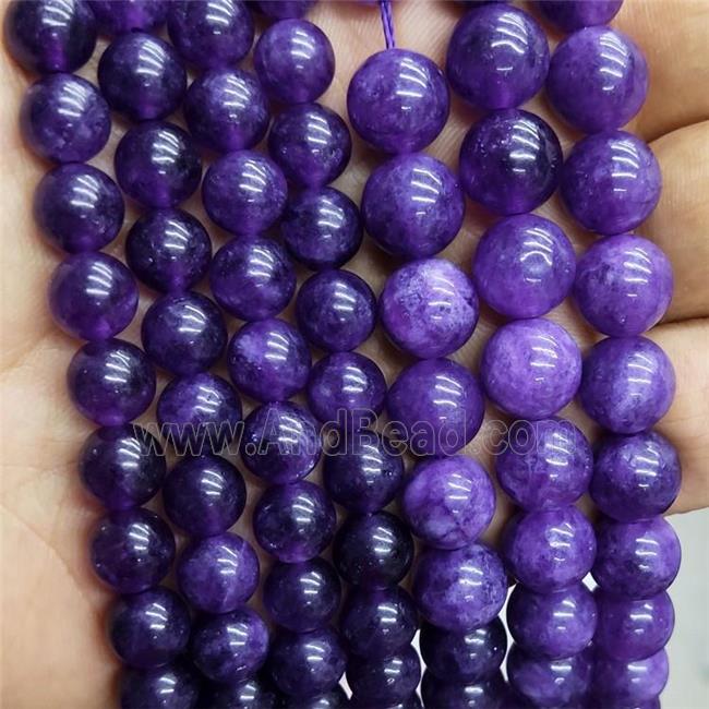 Purple Jade Beads Dye Smooth Round