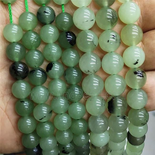 Green Jade Beads Dye Smooth Round
