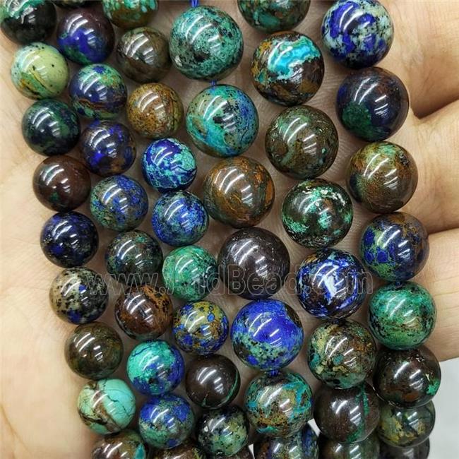 Natural Azurite Beads Smooth Round