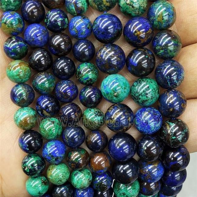 Natural Azurite Beads A-Grade Blue Green Smooth Round