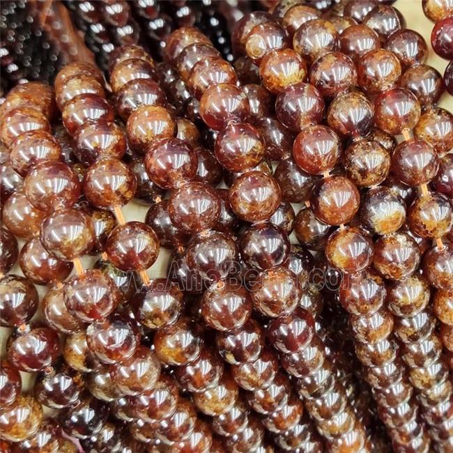 Natural Orange Garnet Beads B-Grade Smooth Round