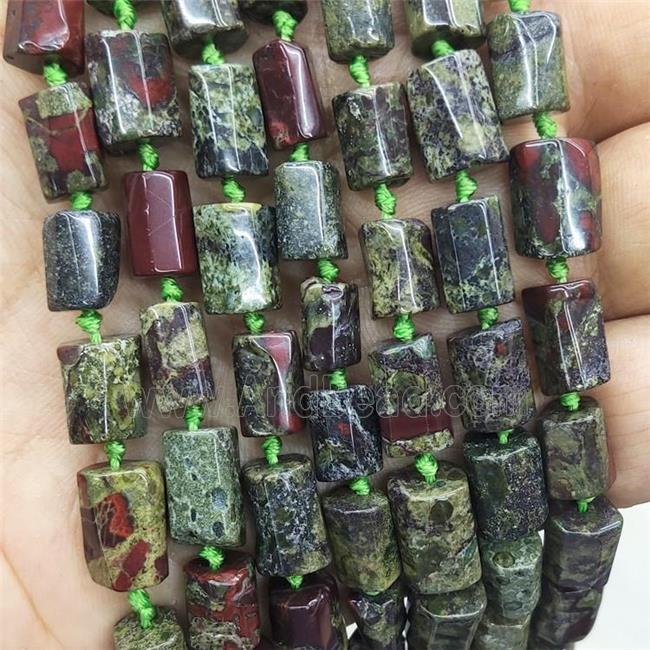 Natural Dragon Bloodstone Beads Green Tube