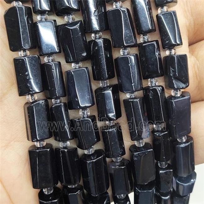 Natural Black Onyx Agate Beads Tube