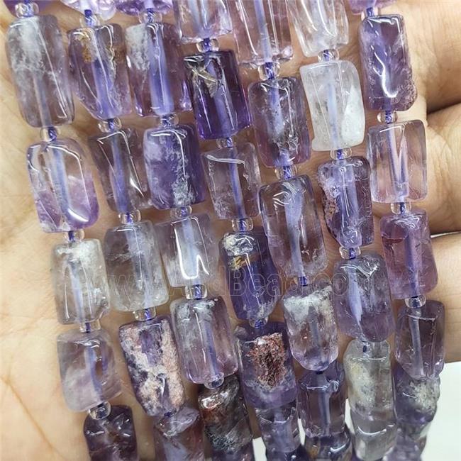 Natural Purple Phantom Quartz Tube Beads