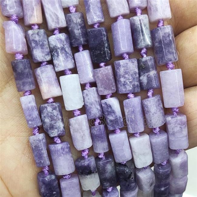 Natural Purple Lepidolite Column Beads