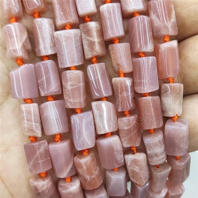 Natural Peach Sunstone Beads Tube