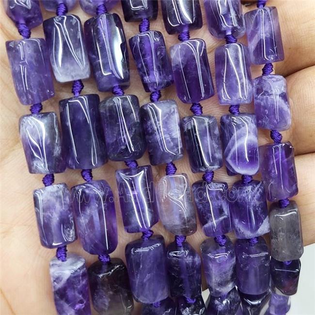Natural Amethyst Tube Beads Purple