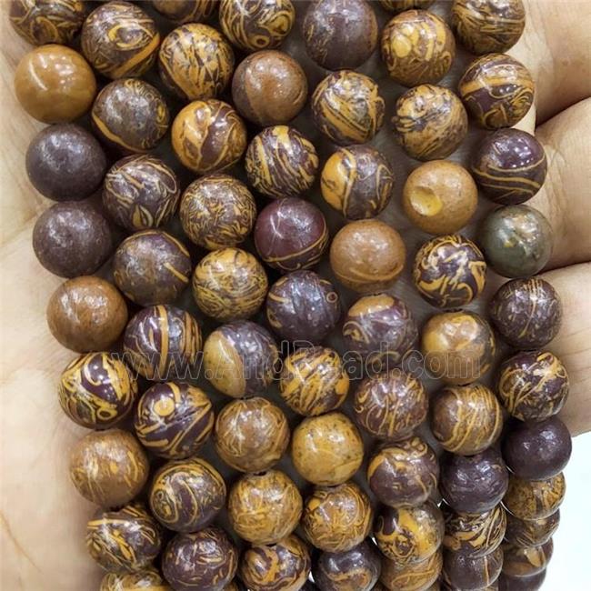 ElephantSkin Jasper Beads Brown Smooth Round