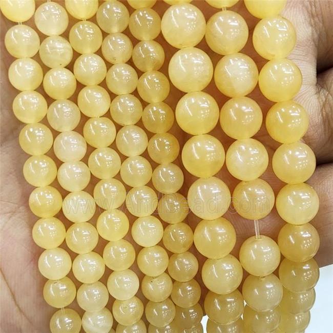 Natural Honey Jade Beads Yellow Smooth Round