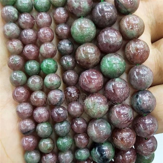 Natural Kashgar Garent Beads Green Red Smooth Round